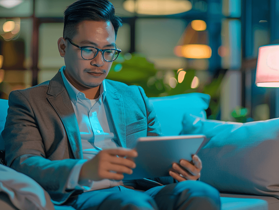 Asian SME owner planning marketing content